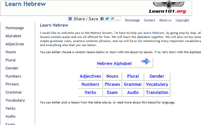 Learn Hebrew chrome extension