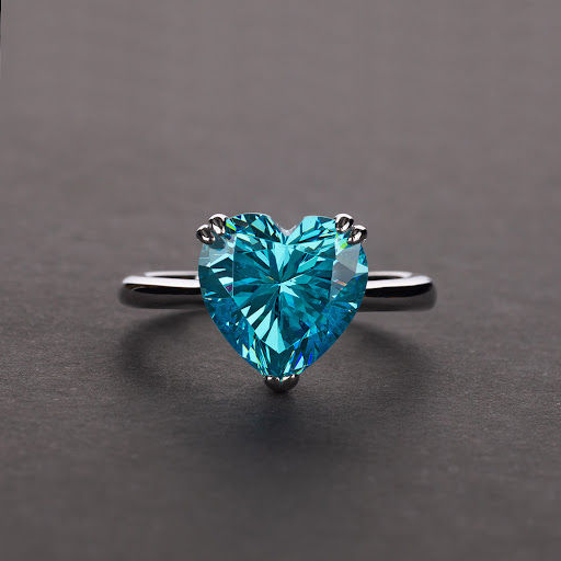 Title 6, Silver 4-Carat Heart-Shaped High Carbon Diamond...
