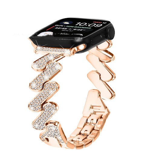 Title 3, 7-word Diamond-embedded Smart Watch Band