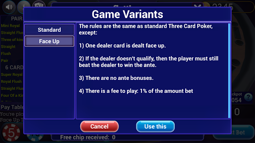 Screenshot Three Card Poker Texas Holdem