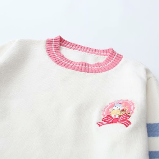 Title 5, Embroidered Rabbit Girls Student Sweater Pullover