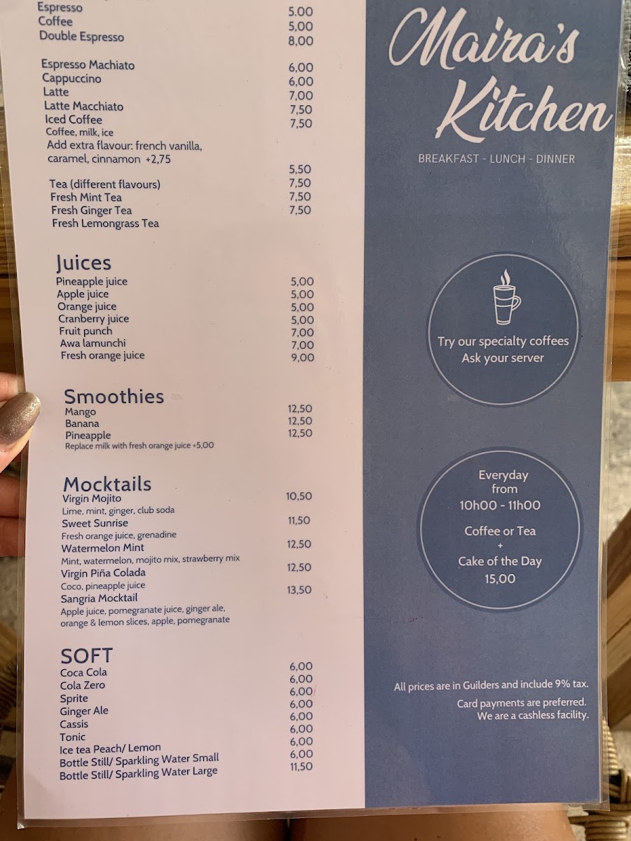 Maira's gluten-free menu