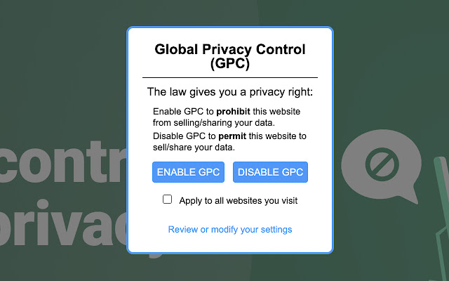 GPC Privacy Choice chrome extension