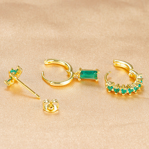 Title 10, Square Stud Earrings Fashion Zircon Three-piece...