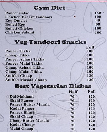 Kapoor De Rasoi's menu 