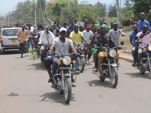 Boda boda riders in Homa Bay County.