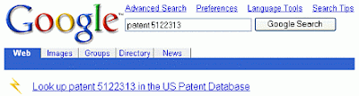 Screen shot of link to patent information database
