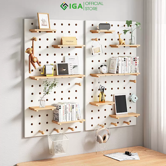 Bảng Pegboard Gỗ Treo Tường Decor Phong Cách Hàn Thương Hiệu Iga - Gp295