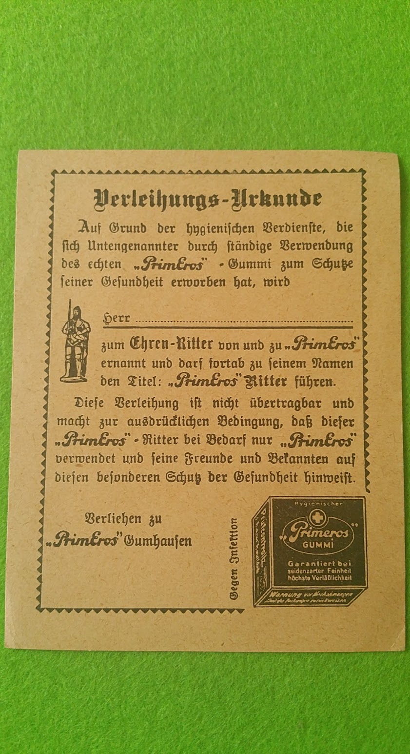 Primeros Kondomwerbung von 1941