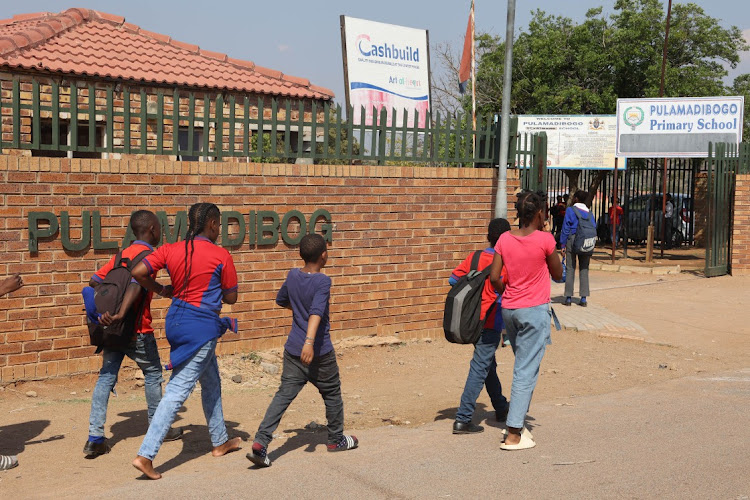 Outside Pulamadibogo Primary School in Soshanguve, Pretoria.