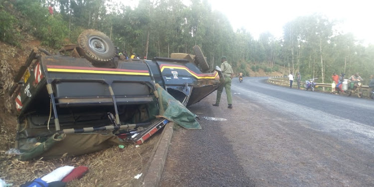 The prison vehicle which was involved in a road accident on Tuesday morning