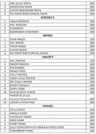 The Night Bird Cafe menu 5