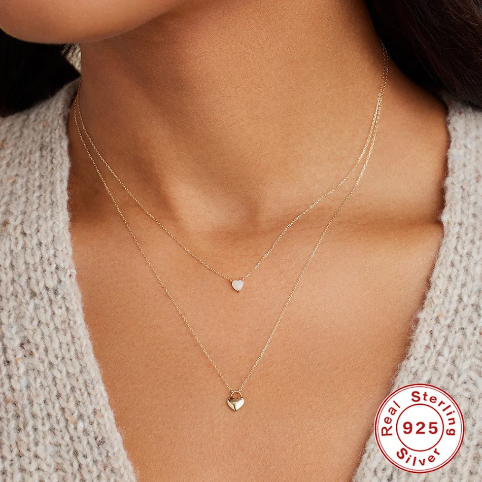 S925 Sterling Zilveren Eenvoudige Hartvormige Diamanten Ketting, Valentijnscadeau, elegant en tijdloos.