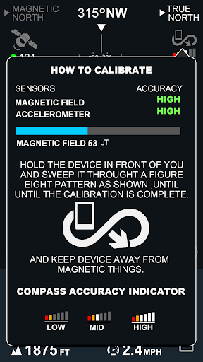 Digital Compas, Gps Status, Sensor information
