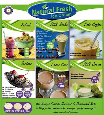 Natural Fresh Ice Cream menu 