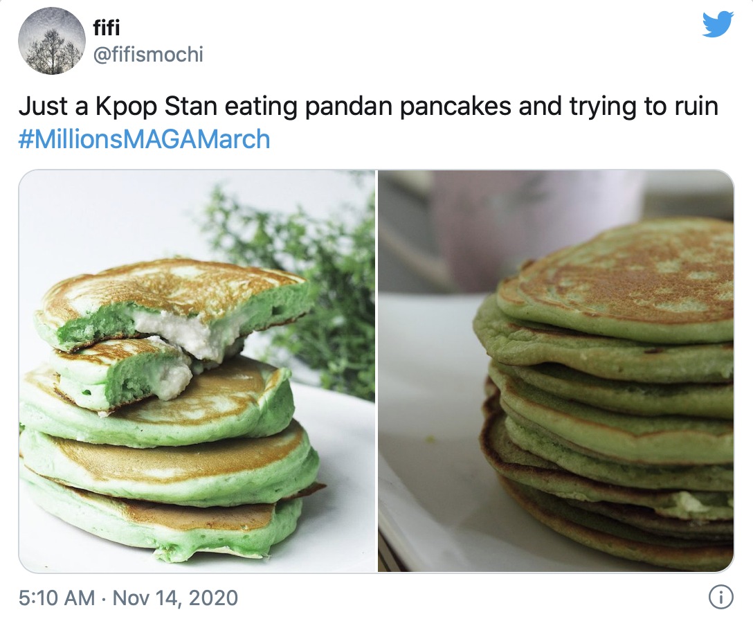 Retour des fans de Kpop qui trollent encore une fois Donald Trump et son mouvement #MillionMAGAMarch avec des photos de pancakes