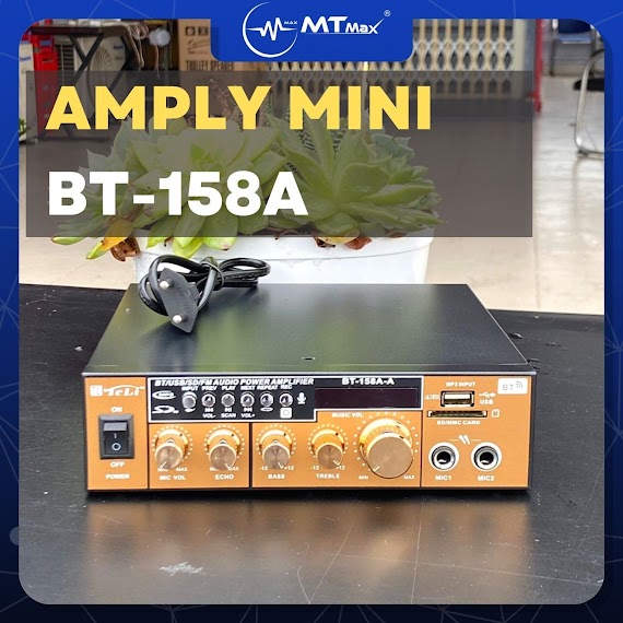 Amply Mini Bt 158A - Hệ Thống Tản Nhiệt Thông Minh, Hỗ Trợ Bluetooth 5.0, Đa Chức Năng, Điều Chỉnh Echo Treble Bass