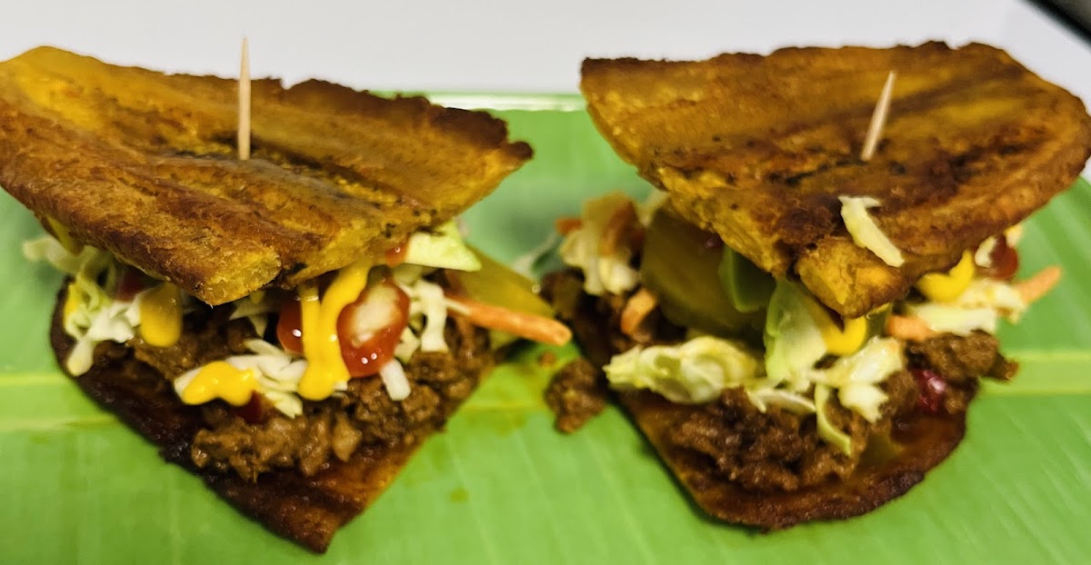 Patacon (a green plantain sandwich!!)