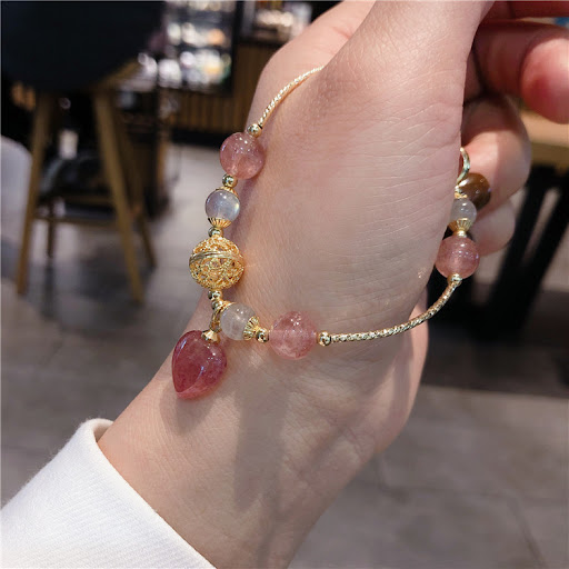 Title 2, Love Strawberry Crystal Bracelet & Grey Moonlig...