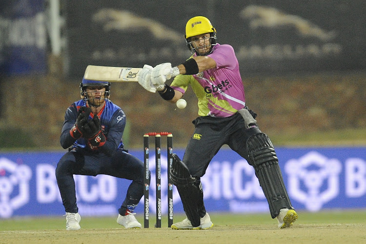 Gbet Rocks batter Janneman Malan in action during the CSA T20 Challenge match against Six Gun Grill Western Province at JB Marks Oval on October 18 2022 in Potchefstroom.