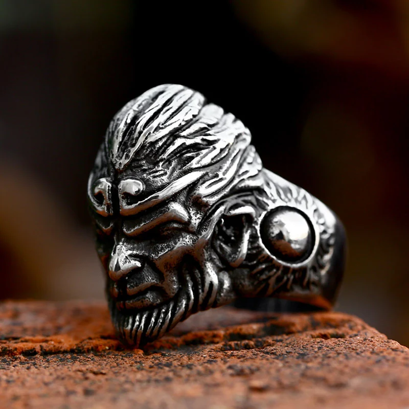 Heren retro titanium stalen ring, vintage stijl, duurzaam, waterbestendig, klassiek design. Ideaal als cadeau of voor dagelijks gebruik.
