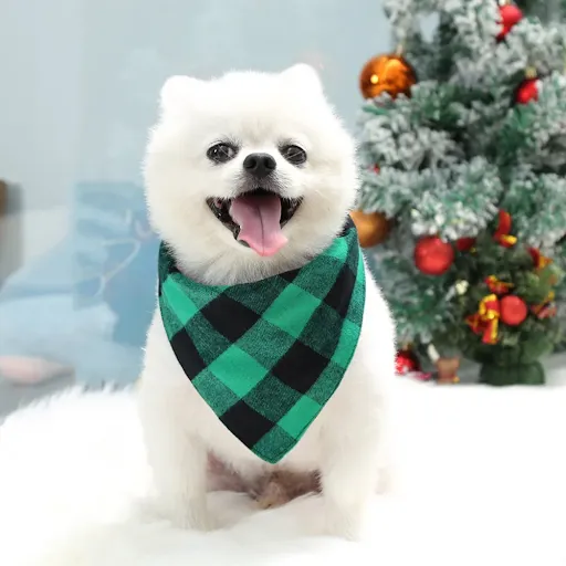 Dog triangle towel Christmas Bandanas Classic Xmas Thanksgiving Pet Scarf Bibs Kerchief Holiday Birthday Decoration for 