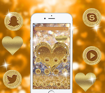 Glitter Yellow Heart Theme(圖5)-速報App