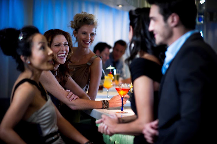 The Martini Bar aboard your Celebrity Cruises Solstice class ship is a great venue for socializing with colleagues or new friends. 