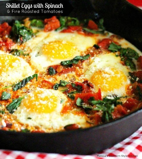 Skillet Eggs With Spinach and Fire Roasted Tomatoes