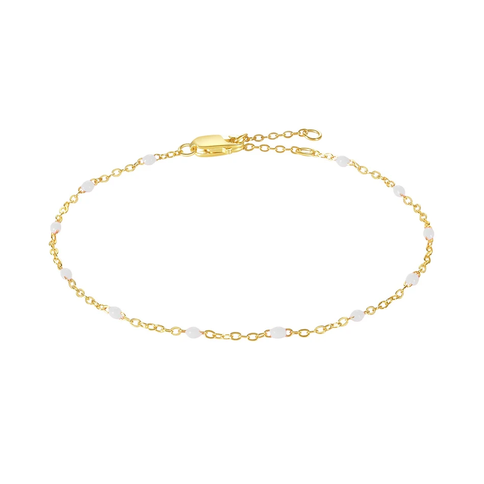 S925 Sterling zilveren kleur epoxy kralen stiksel armband, een stijlvol sieraad dat elke outfit opfleurt.