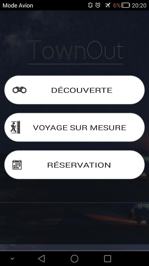 Android application TownOut screenshort