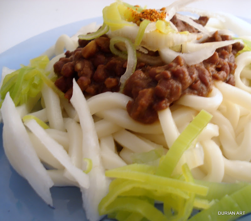 Jajamen (Morioka style udon noodles, a vegetal variation)