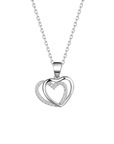 Collier double cœur en argent sterl - 0