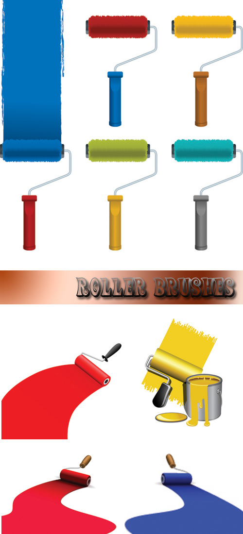 Stock: Roller brushes with paint strokes