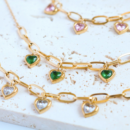 Title 9, Collier pendentif cœur classique en acier inoxy...
