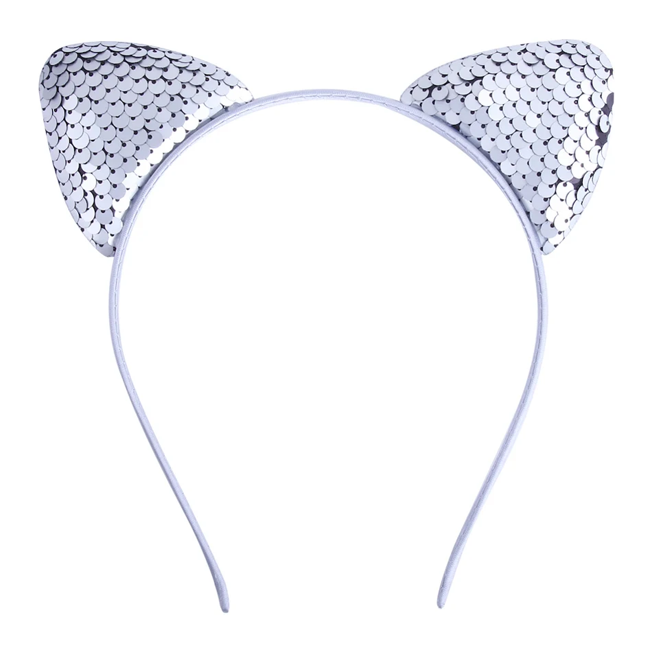 Schattige kinderhoofdband met kattenoren, pailletten en flip-schubben, haaraccessoire voor meisjes