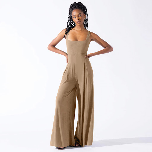 Title 5, Fashion Casual Knitted Sling Wide-leg Jumpsuit,...