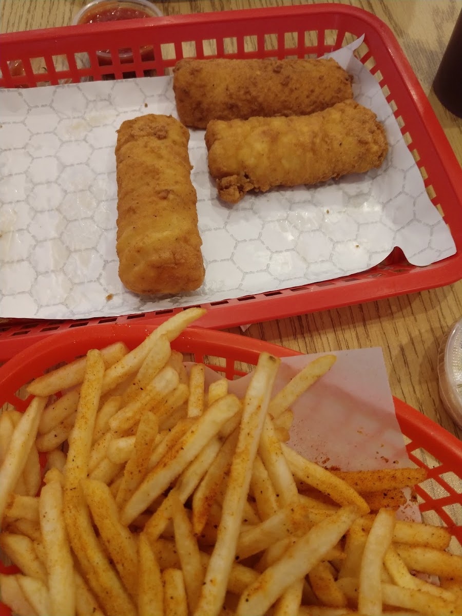 Fried cod and chips. Other fish available