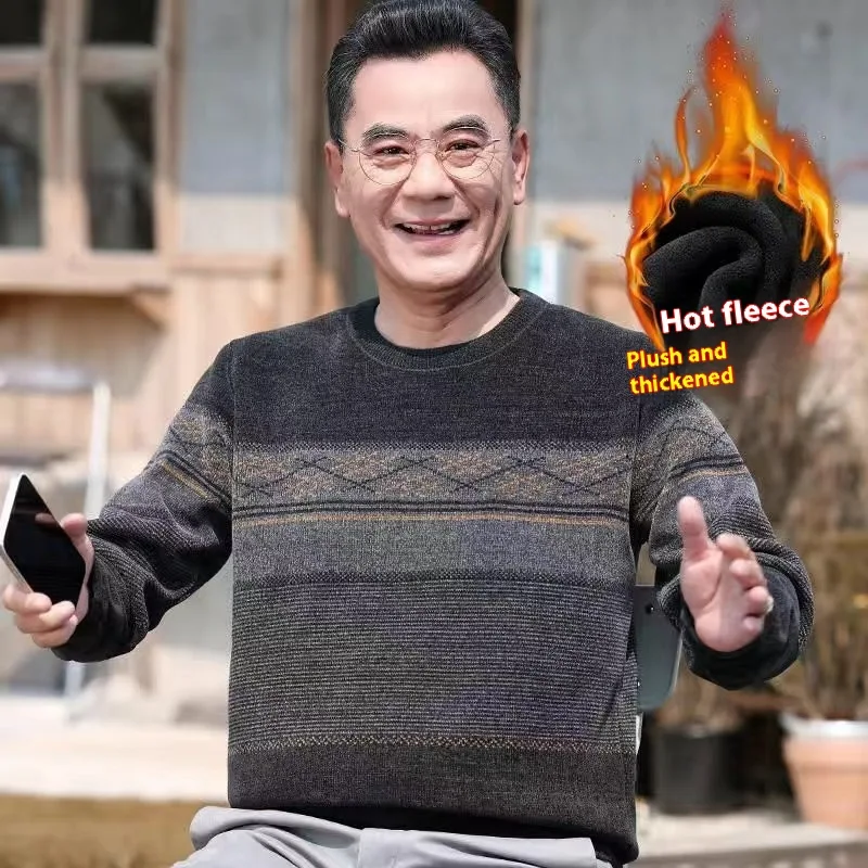 Abbigliamento invernale da uomo con maglione caldo foderato in pile, perfetto per l'inverno, confortevole e ti tiene al caldo tutto il giorno.