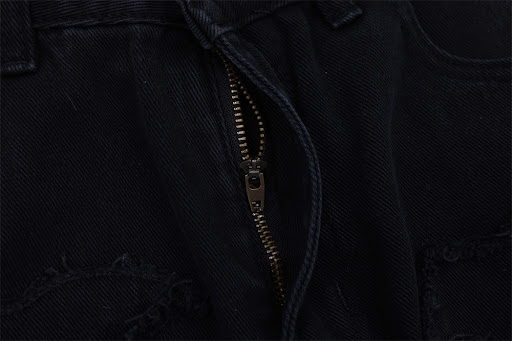 Title 3, Straight-leg denim trousers featuring a spray p...