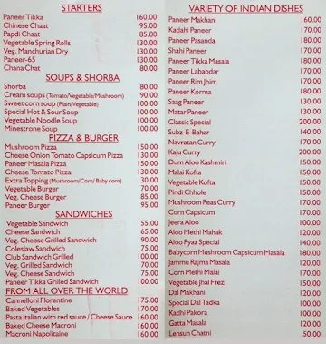 Mohan's Classic Restaurant menu 