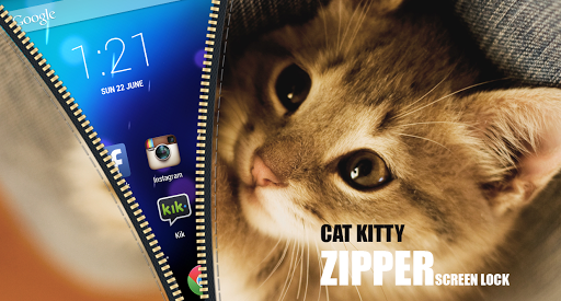 Cat Kitty Zipper Screen Lock