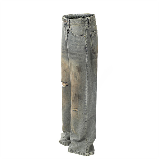 Title 2, Hole Denim Mens Trousers Heavy Industry Washin...