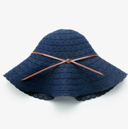 Cappello da pescatore femminile con bordo grande scavato in pizzo per le vacanze estive