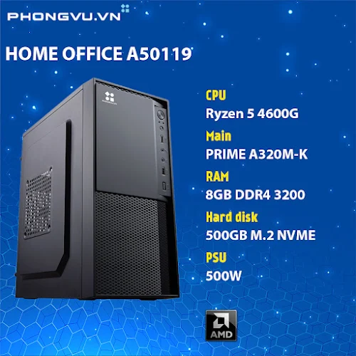 PC PV Home Office A50119 (AMD Ryzen 5 4600G/8GB/500GB SSD/Free DOS)