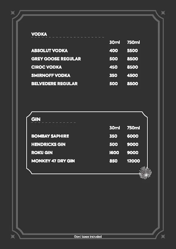 TAMZARAA KAFE & CLUB menu 