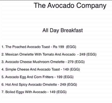 The Avocado Company menu 