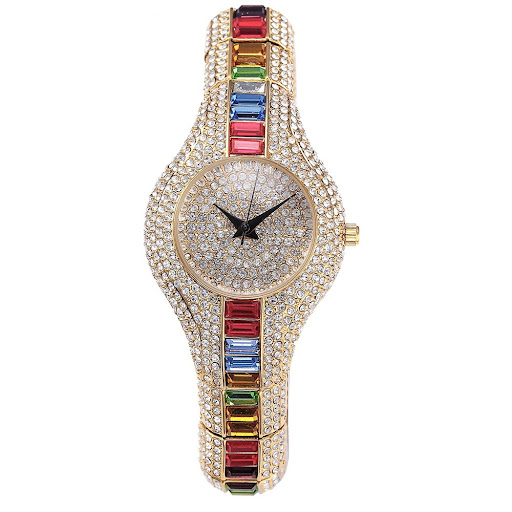 Title 3, Fashion Watch With Diamonds And Colorful Stones...