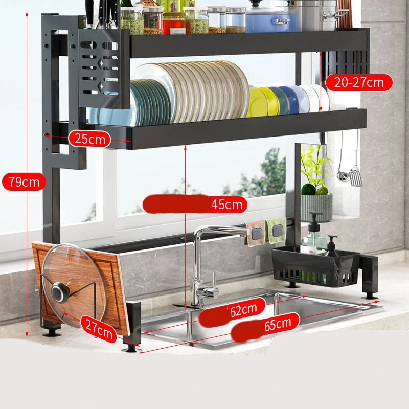 Kitchen Sink Shelving Counter Bowl Storage Rack Drain Thickened and Stable, creating extra space and organization in you