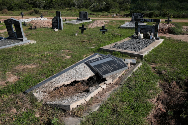 Waterlogged graves at the Gerald Smith cemetry have started to cave in after heavy rainfall